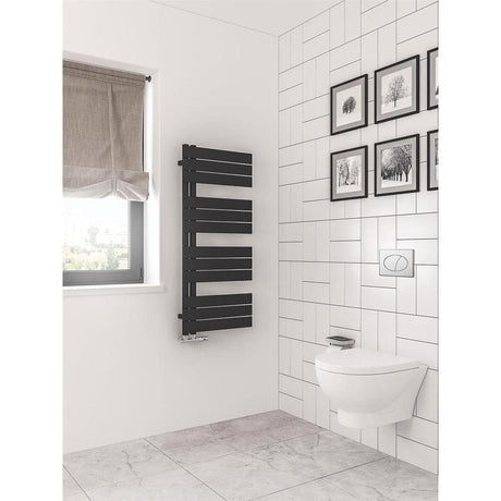 Eastbrook Designer Towel Rail 1150 x 500 / Dual Fuel Eastbrook Helmsley Straight Vertical Designer Towel Rail in Matt Black