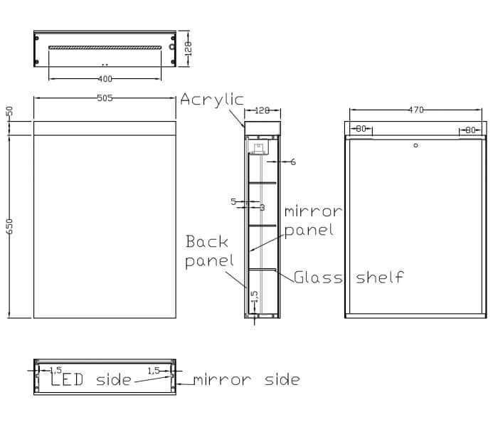 Crosswater Mirrored Cabinet Crosswater Image LED Illuminated Mirror Cabinet