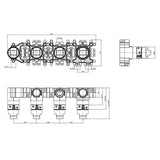 UK Bathroom Store Concealed Shower Set Crosswater Module Plus Push Shower Set 4 - 2 Outlet with Revive Multifunctional Spotlight Shower Head and Pencil Handset