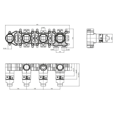 UK Bathroom Store Concealed Shower Set Crosswater Module Plus Push Shower Set 4 - 2 Outlet with Revive Multifunctional Spotlight Shower Head and Pencil Handset