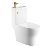 Aquarius Bathrooms Combination Toilet and Sink Aquarius SpaceSaver All-in-One Round Toilet and Basin Unit with Brushed Brass Tap and Waste
