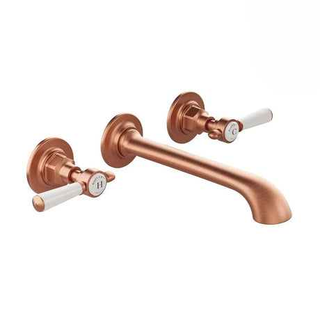Vado Wall Mounted Basin Tap Brushed Bronze/Crackled White Booth & Co. Axbridge Wall Mounted  Basin Mixer Tap with Lever Handles