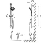 TED Shower Riser Rail TED Round Riser Rail Shower Kit with Handset and Wall Outlet