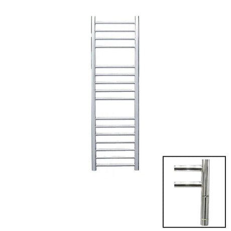 JIS Ladder Rail 1000 x 300mm / Polished Chrome / Electric Only with Cylindrical Adjustable Element JIS Sussex Steyning Vertical Stainless Steel Heated Towel Rail