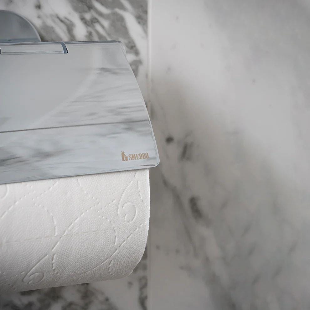 Smedbo Toilet Roll Holder Smedbo Dot Self-Adhesive Toilet Roll Holder with Cover
