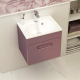 Imex Wall Mounted Vanity Unit Plum / White Imex Croma Wall Mounted Single Drawer 500mm Vanity Unit with 1 Tap Hole Basin