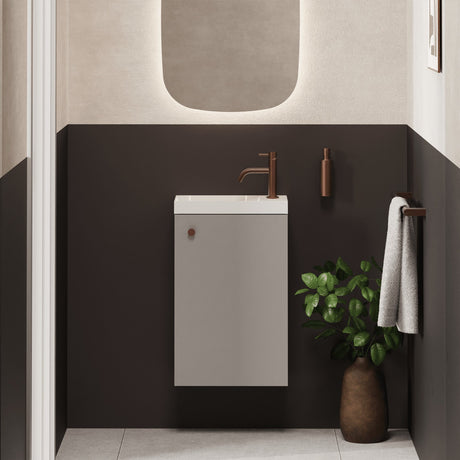 Crosswater Cloakroom Vanity Unit Storm Grey Matt Crosswater Alo Single Door Wall Mounted 400mm Cloakroom Vanity Unit with Basin