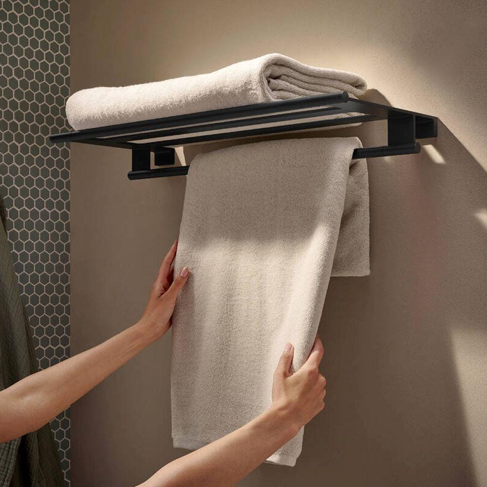 Hansgrohe Towel Rails and Rings Matt Black Hansgrohe Addstoris S Towel Rack with Towel Rail