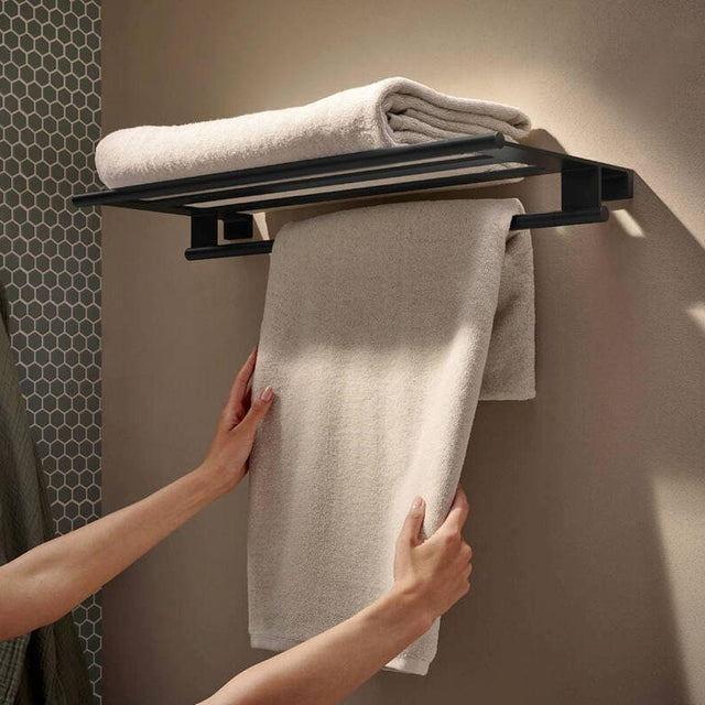 Hansgrohe Towel Rails and Rings Matt Black Hansgrohe Addstoris S Towel Rack with Towel Rail