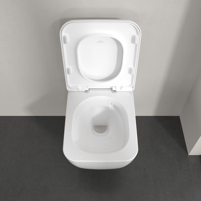 Villeroy & Boch Wall Hung Toilet Villeroy & Boch Skyla Square Wall Hung Rimless Toilet with Twist Flush and Soft Close Seat