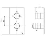 Crosswater Concealed Shower Valve Crosswater MPRO Crossbox 2 Outlet Multi-Flow Trimset in Matt Black (Old Design)