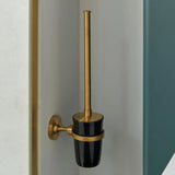 Vado Toilet Brush Brushed Brass/Black Booth & Co. Axbridge Wall Mounted Toilet Brush and Holder