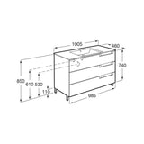 Roca Floor Standing Vanity Unit Roca Aleyda 1000mm Floor Standing Three Drawer Vanity Unit with Basin
