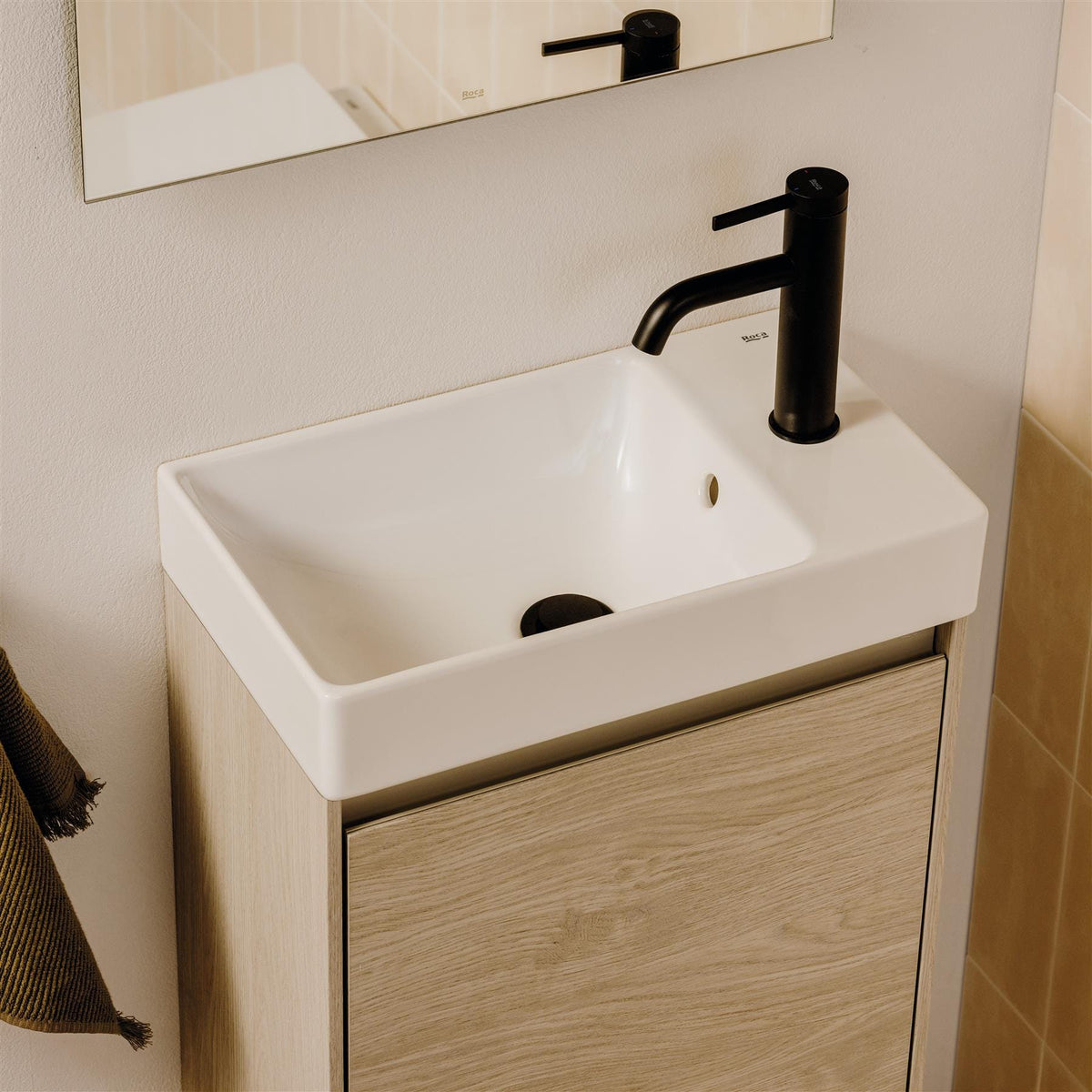 Roca Cloakroom Vanity Unit Roca Ona 450mm Wall Mounted One Door Cloakroom Vanity Unit with Basin