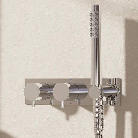 Crosswater Concealed Shower Valve Chrome Crosswater MPRO 2 Outlet, 2 Handle Horizontal Concealed Thermostatic Shower Valve with Handset