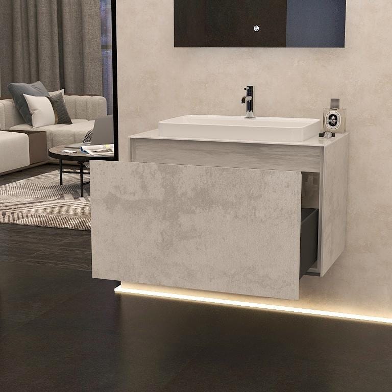Imex Wall Mounted Vanity Unit Imex Arco Wall Hung 800mm Single Drawer Vanity Unit with Worktop and Inset Basin