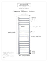 JIS Ladder Rail JIS Sussex Steyning Vertical Stainless Steel Heated Towel Rail