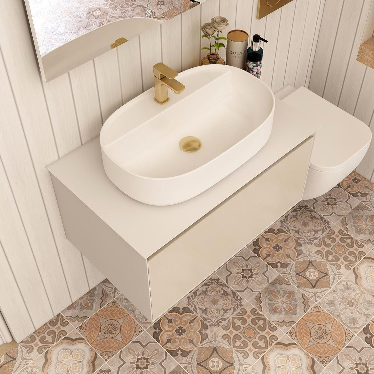 Imex Wall Mounted Vanity Unit Imex Essence Wall Mounted 800mm Single Drawer Vanity Unit with Worktop and  1 Tap Hole Basin