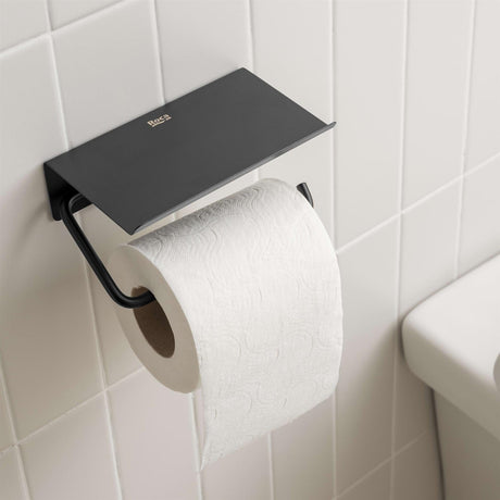 Roca Toilet Roll Holder Matt Black Roca Sonata Toilet Roll Holder with Cover