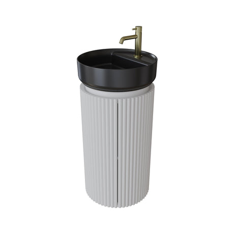 Saneux Floor Standing Vanity Unit Matte White / Matte Black - 1 Tap Hole Saneux Oxford 400mm Floor Standing Round Fluted Vanity Unit with Basin