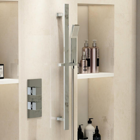 Imex Shower Riser Rail Imex Str8 Riser Rail Kit With Square Handset and Hose in Chrome