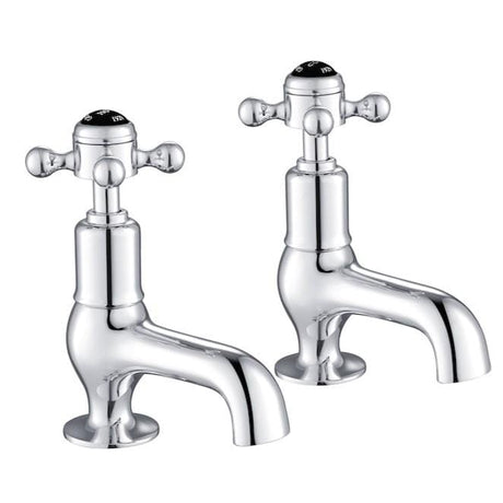 JTP Cloakroom Tap Chrome with Black Indices JTP Grosvenor Cross Cloakroom Basin Pillar Taps (Pair)