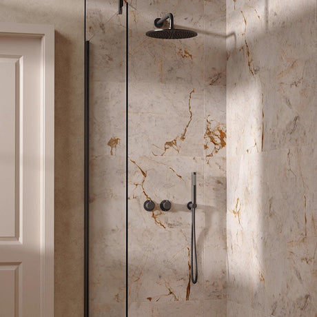 UK Bathroom Store Concealed Shower Set Slate / Wall Arm / 300mm Crosswater Module Shower Set 1 with Fixed Head and Pencil Handset
