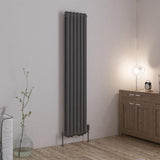 Eastbrook Column Radiator 1800 x 383 / Dual Fuel Eastbrook Rubano Straight Vertical Traditional Column Radiator in Matt Anthracite