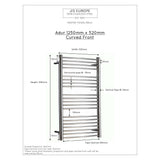JIS Ladder Rail JIS Sussex Adur Vertical Stainless Steel Curved Heated Towel Rail