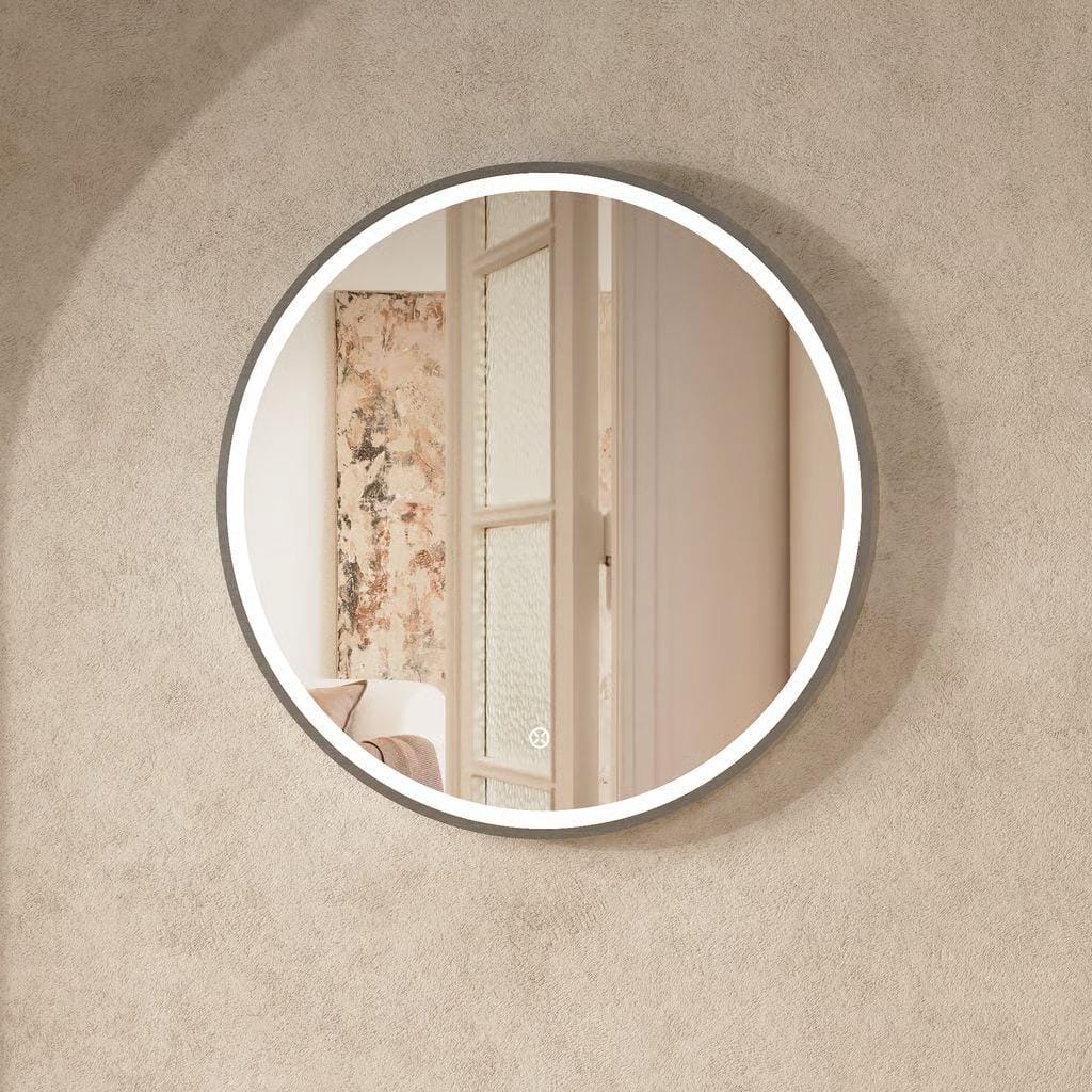 Crosswater Illuminated Mirror 600mm / Slate Crosswater Infinity Round Framed LED Illuminated Mirror