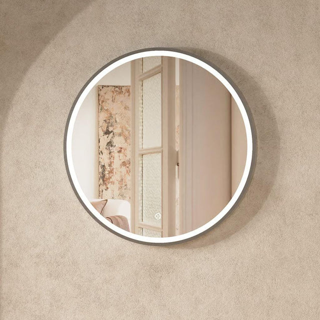 Crosswater Illuminated Mirror 600mm / Slate Crosswater Infinity Round Framed LED Illuminated Mirror