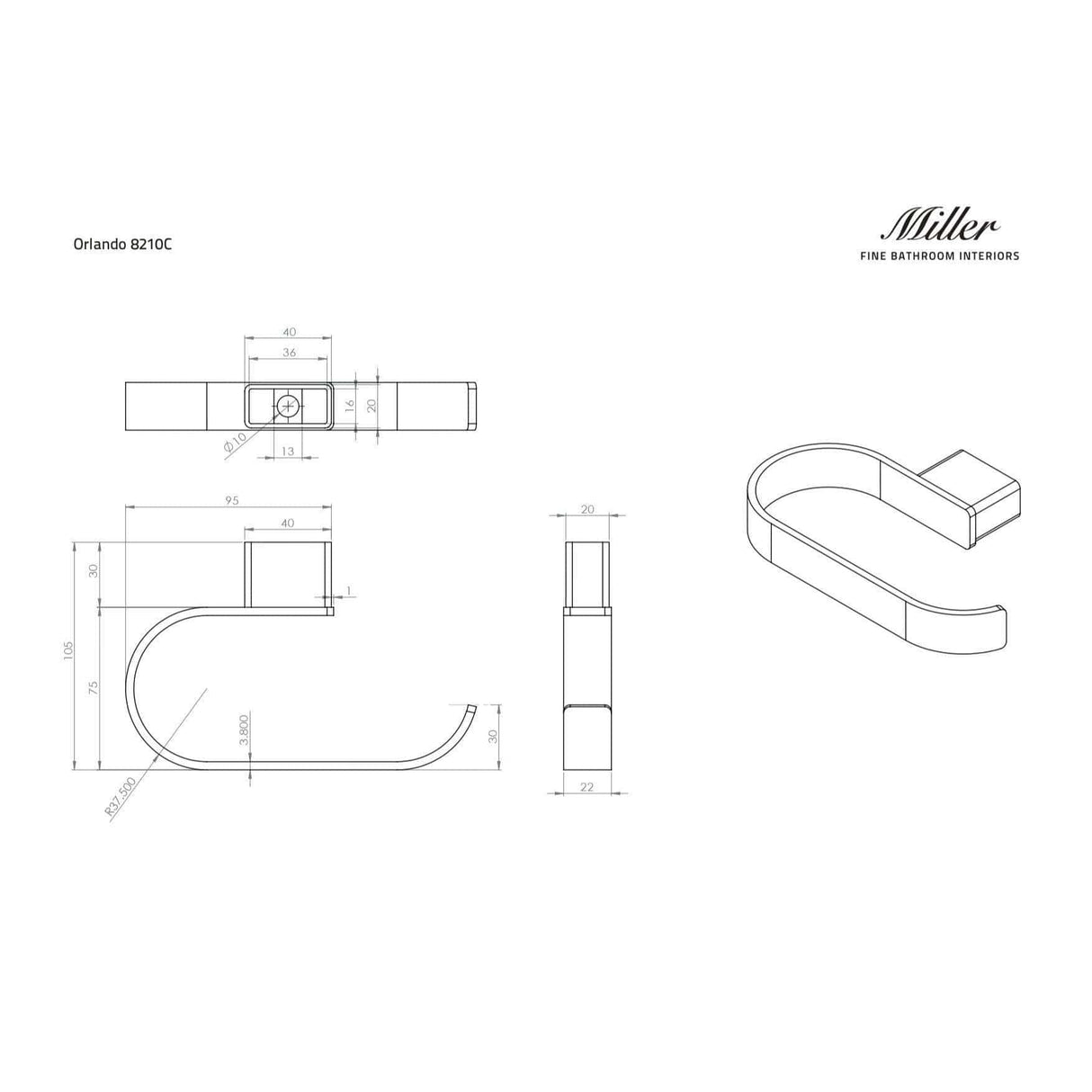 Miller Towel Rails and Rings Miller Orlando Towel Rail