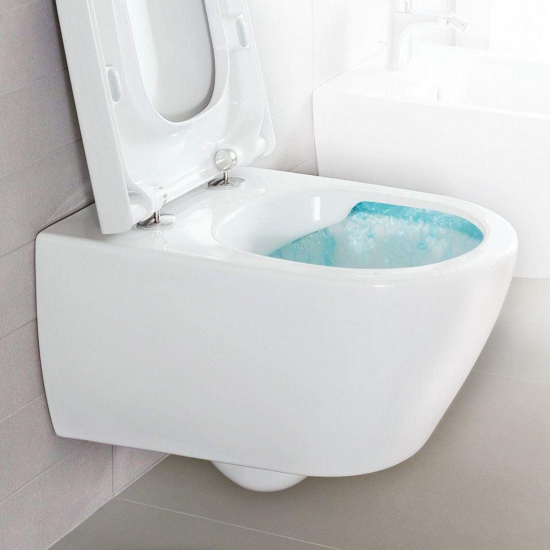 Villeroy and Boch Back To Wall Toilet Villeroy & Boch Subway 2.0 Compact Back to Wall Toilet with Direct Flush and Soft Close Seat