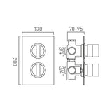 VADO Concealed Shower Valve Vado DX Notion 1 Outlet 2 Handle Vertical Thermostatic Shower Valve in High Shine Polished Chrome