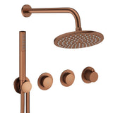 UK Bathroom Store Concealed Shower Set Brushed Bronze / Wall Arm / 200mm Crosswater Module Shower Set 8 - 2 Outlet with Pencil Handset and Overhead Shower
