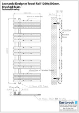 Eastbrook Designer Towel Radiator Eastbrook Leonardo Straight Vertical Heated Towel Rail in Brushed Brass