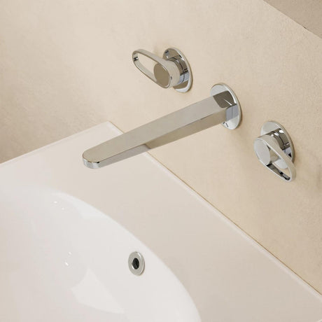 Crosswater Wall Mounted Basin Tap Chrome Crosswater Lazo 3 Hole Wall Mounted Basin Mixer Tap
