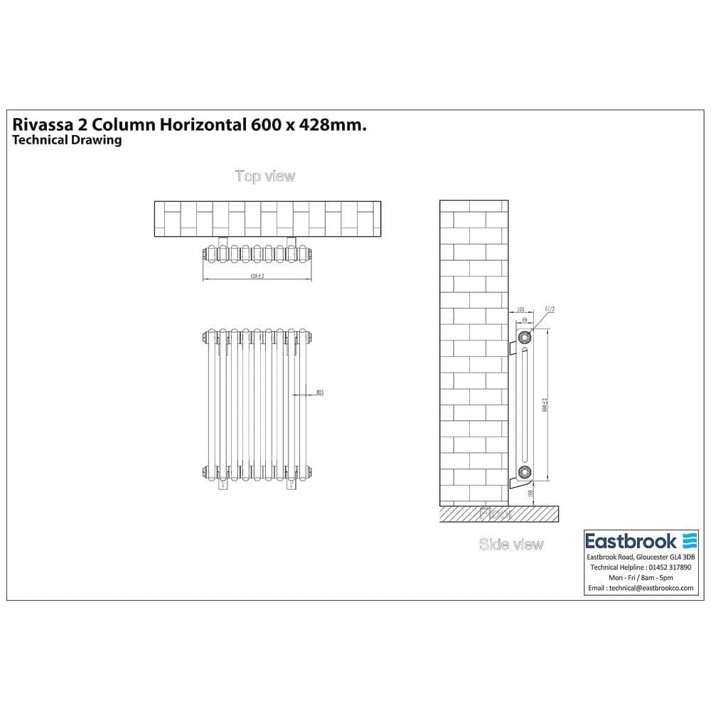 Eastbrook Rivassa Traditional 2 Column Radiator in Matt Black