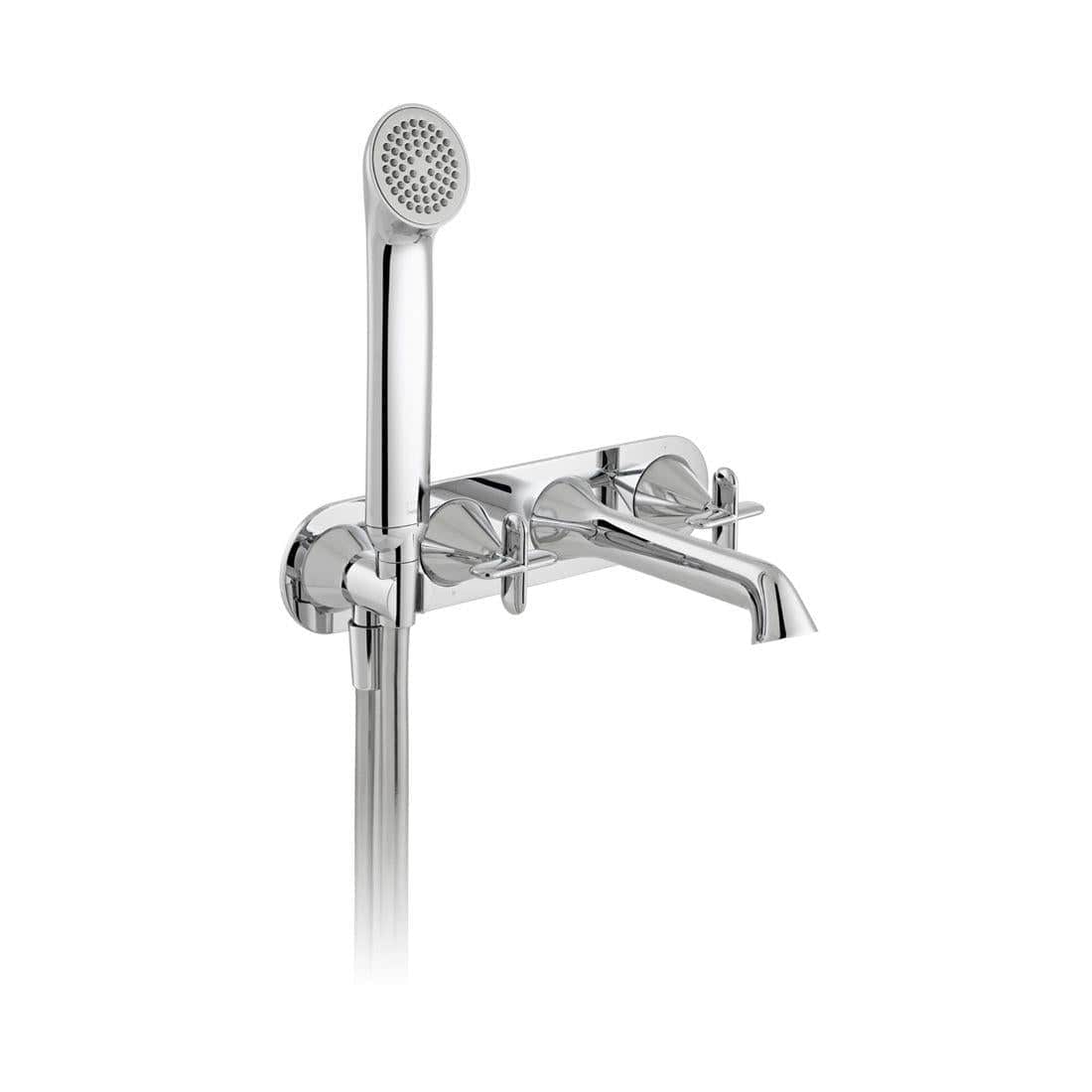 VADO Wall Mounted Bath Tap Vado Arrondi Wall Mounted Thermostatic Bath Shower Mixer Tap with Cross Handles in Chrome