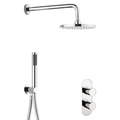 Crosswater Concealed Shower Set Crosswater Central 2 Outlet 2 Handle Concealed Shower Valve with Shower Head and Handset in Chrome