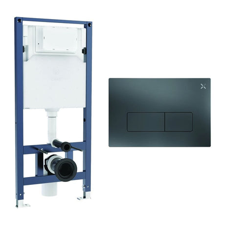 Crosswater Wall Hung WC Frame MPRO Plate in Slate Crosswater 1.12m Dual Flush WC Support Frame Set with Flush Plate