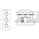 Imex Concealed Shower Set Imex Arco 2 Outlet, 3 Handle Concealed Shower Valve Set with 200mm Fixed Head, Wall Outlet, Slide Rail, Hose and Handset in Chrome