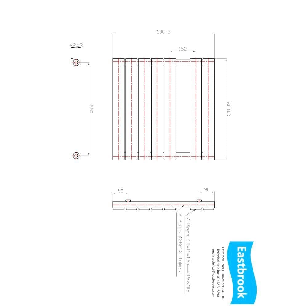 Eastbrook Designer Towel Rail Eastbrook Staverton Tube on Tube Straight Vertical Heated Towel Rail in Chrome