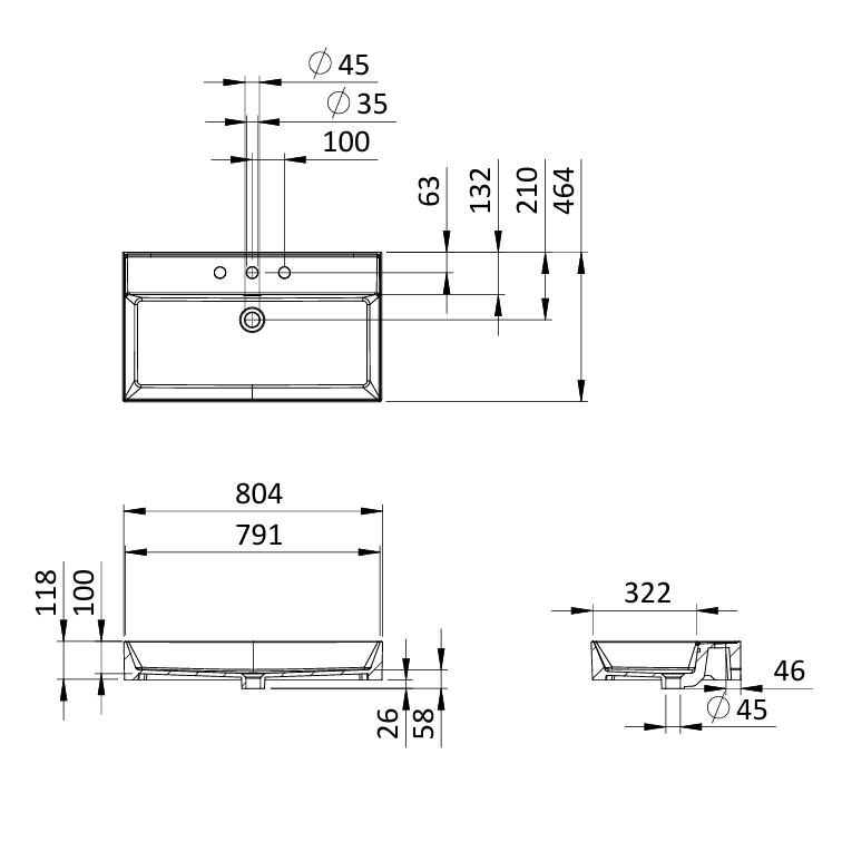 Crosswater Wall Mounted Vanity Unit Crosswater Avenue 800mm Two Drawer Wall Mounted Vanity Unit with Basin