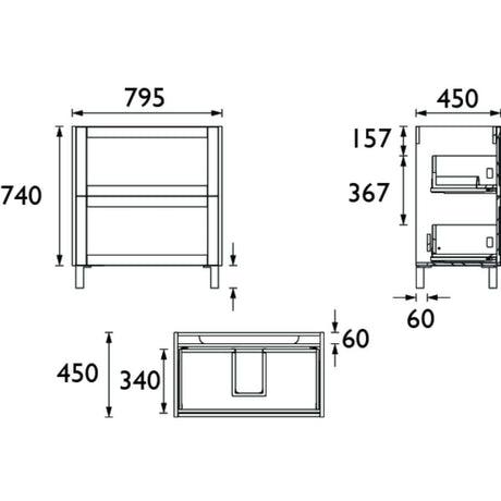 Heritage Floor Standing Vanity Unit Heritage Lynton 800mm Floor Standing 2 Drawer Vanity Unit and Basin Bundle
