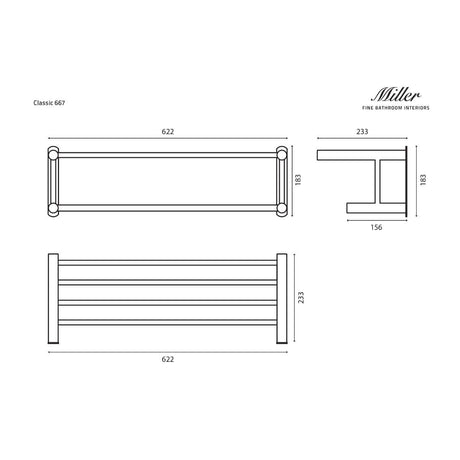 Miller Towel Rails and Rings Miller Classic Towel Rack with Towel Rail in Chrome