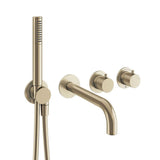 UK Bathroom Store Concealed Shower Set Brushed Brass Crosswater Module Shower Set 10 with Pencil Handset and Bath Spout