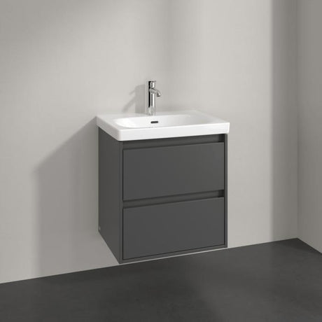 Villeroy & Boch Wall Mounted Vanity Unit Graphite Villeroy & Boch Skyla Wall Mounted 600mm Two Drawer Vanity Unit with Basin