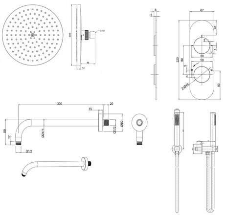 Crosswater Concealed Shower Set Crosswater Central 2 Outlet 2 Handle Concealed Shower Valve with Shower Head and Handset in Chrome