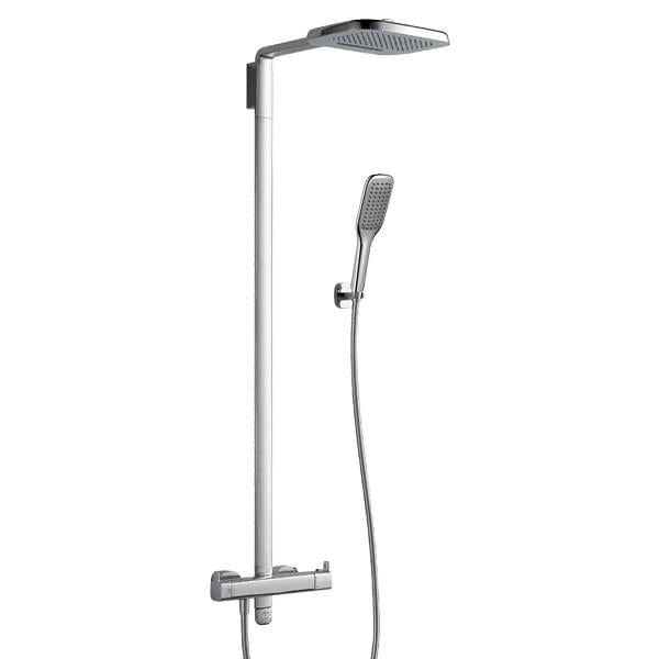 Flova Exposed Shower Set Flova Urban Thermostatic Exposed Shower Valve with Riser, Rainshower Head, and Shower Handset